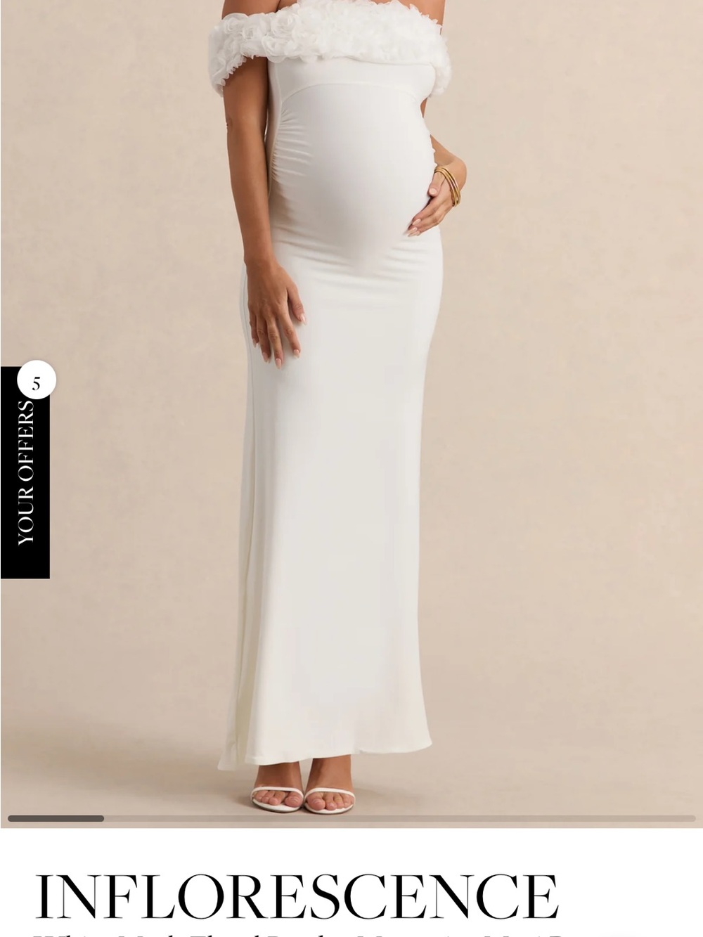 Club L London White Off-Shoulder Maternity Maxi Dress